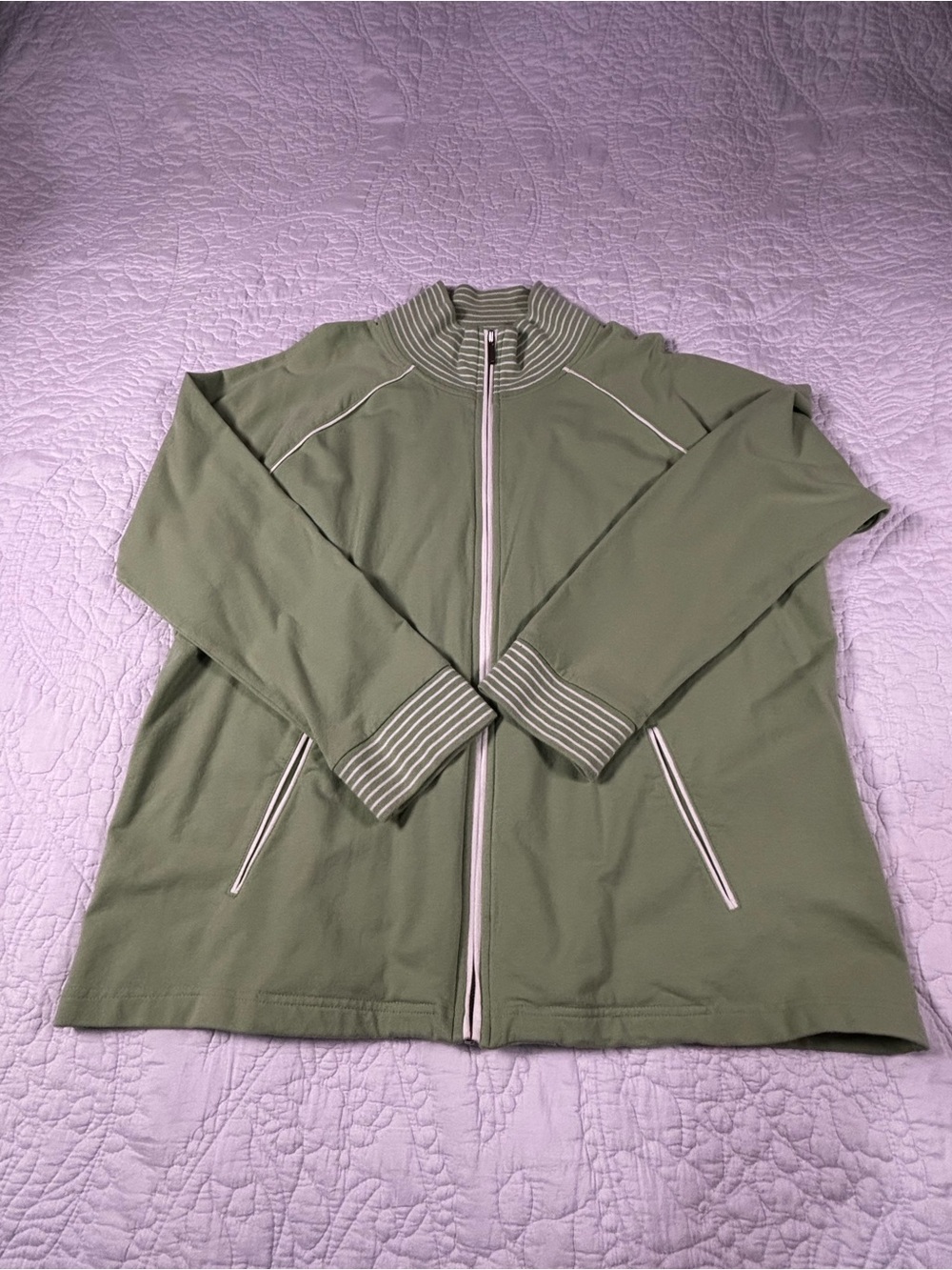 Jones New York Olive Green Zip-Front Shirt Jacket